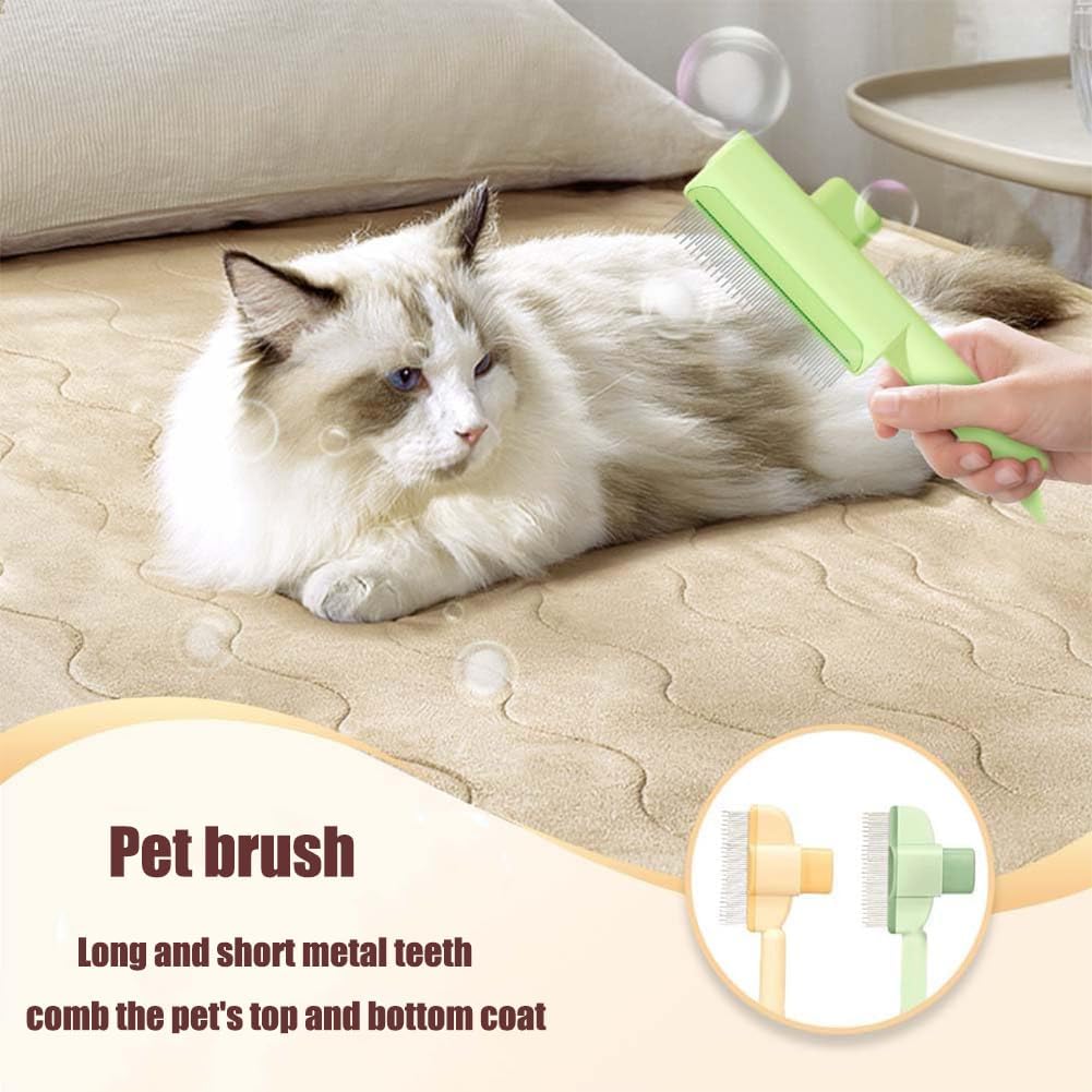 Avatore Zenbrush - Removes Fur & Relieves Pain, Zen Brush for Cats, Zenbrush Cat Comb, Self-Cleaning Cat Brush with Release Button, Cat Grooming Flea Brush for Short & Long Cat (orange,2pcs)