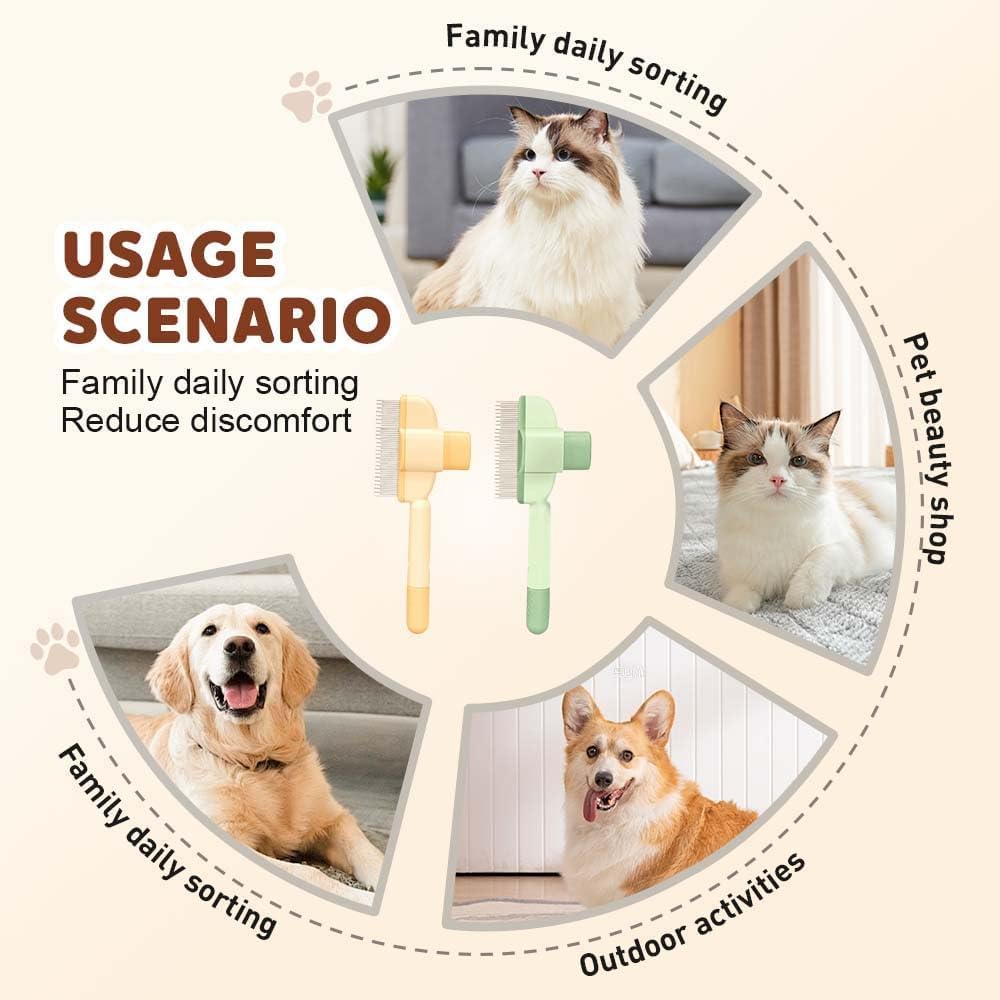 Avatore Zenbrush - Removes Fur & Relieves Pain, Zen Brush for Cats, Zenbrush Cat Comb, Self-Cleaning Cat Brush with Release Button, Cat Grooming Flea Brush for Short & Long Cat (orange,2pcs)