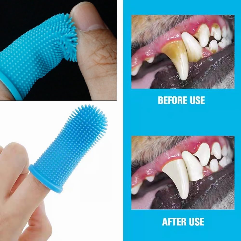 Dog Toothbrush, 10Pcs Soft Dog Finger Toothbrush, 360º Dog Finger Toothbrush, Silicone Pets Teeth Cleaning Toothbrush Kit for Dogs Puppies, Small Pets Dental Care
