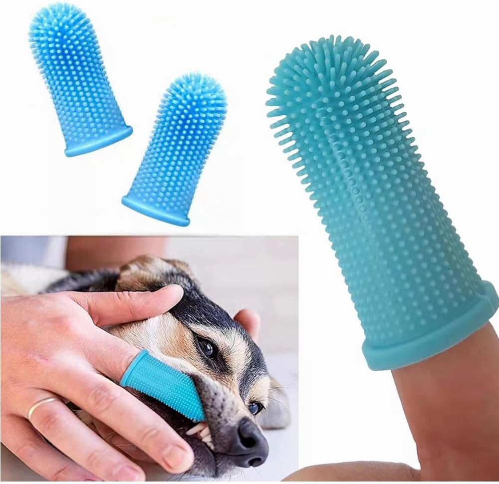 Dog Toothbrush, 10Pcs Soft Dog Finger Toothbrush, 360º Dog Finger Toothbrush, Silicone Pets Teeth Cleaning Toothbrush Kit for Dogs Puppies, Small Pets Dental Care