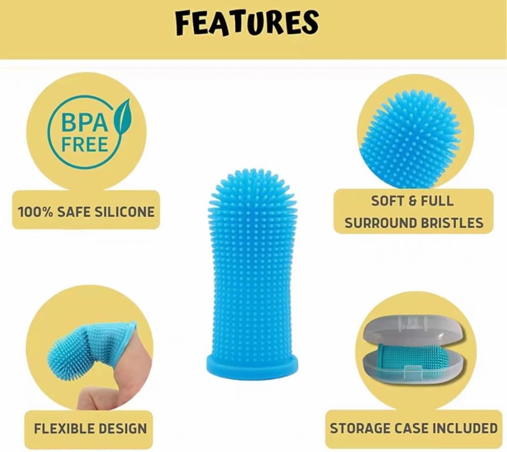 Dog Toothbrush, 10Pcs Soft Dog Finger Toothbrush, 360º Dog Finger Toothbrush, Silicone Pets Teeth Cleaning Toothbrush Kit for Dogs Puppies, Small Pets Dental Care