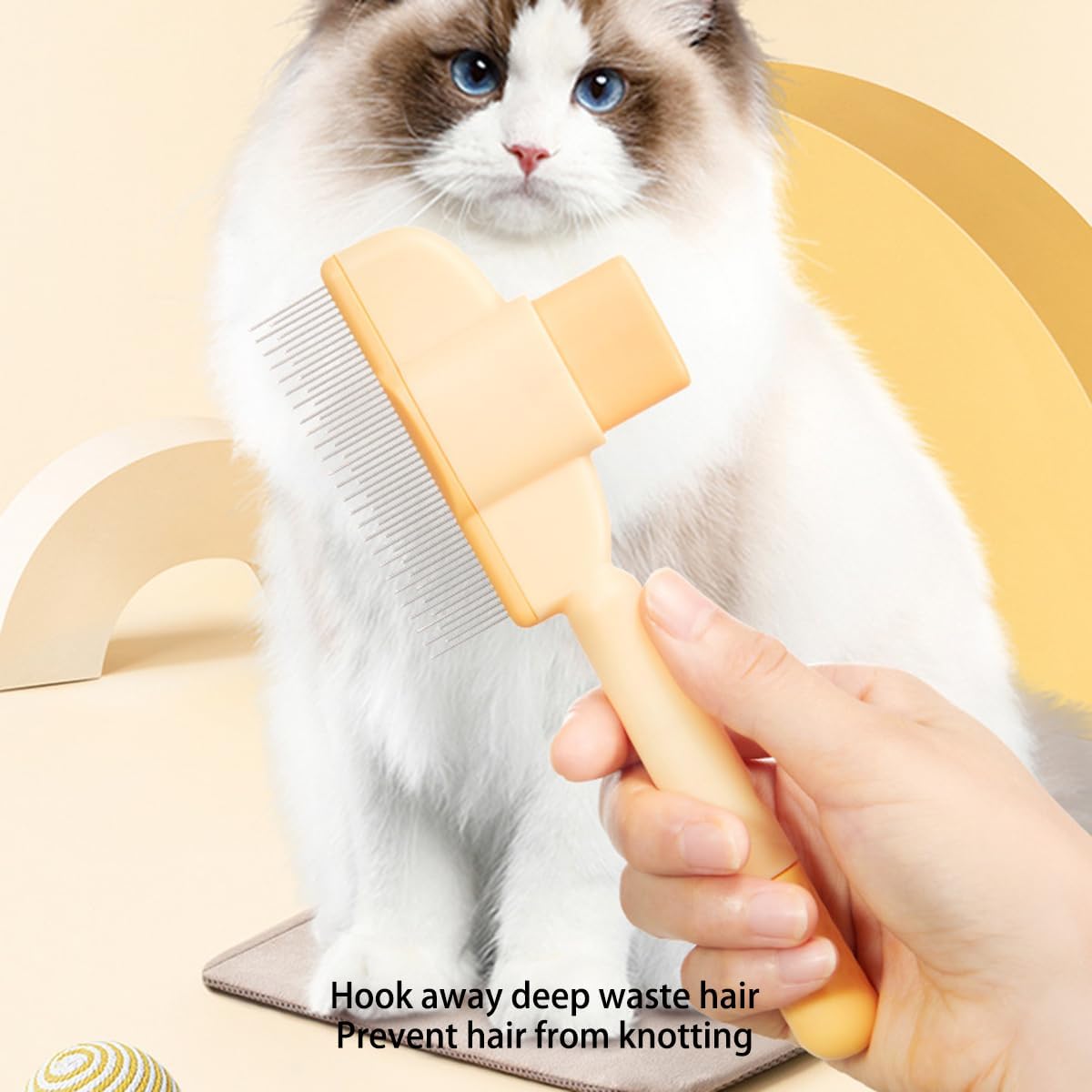 Pet Products Self Cleaning Cat Comb Floating Hair Artifact Knot Removes Pet Hair Comb Long Hair Cat Dog Row Comb Pet Hair Removal Comb Flea Comb, Cat Grooming Brush (B)