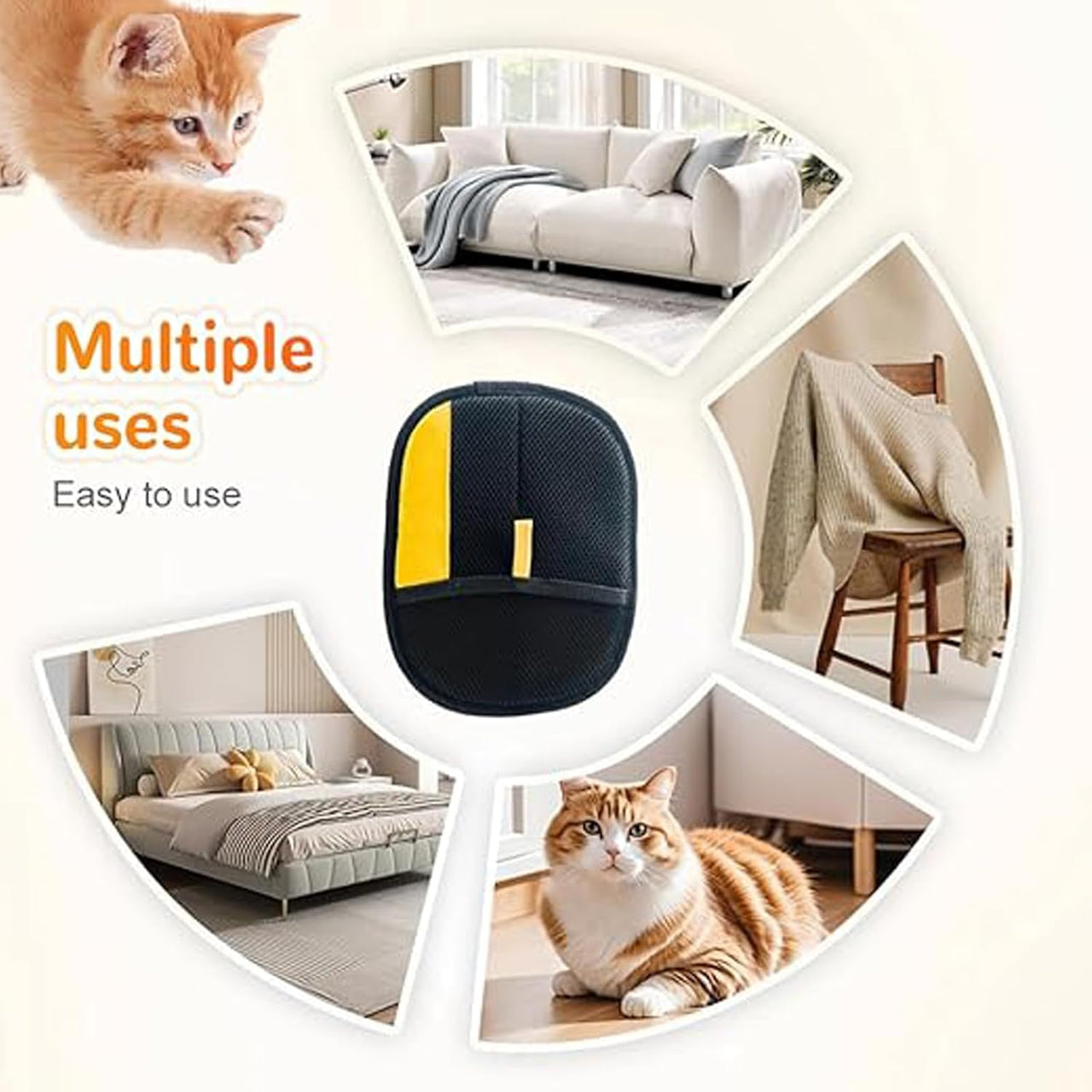 Yomi Pet Hair Remover Glove, Reusable Electrostatic Pet Hair Removal Gloves, For Couch, Furniture, Carpet, Car Seat, Upgraded Animal Fur Removal Tool (1PC)