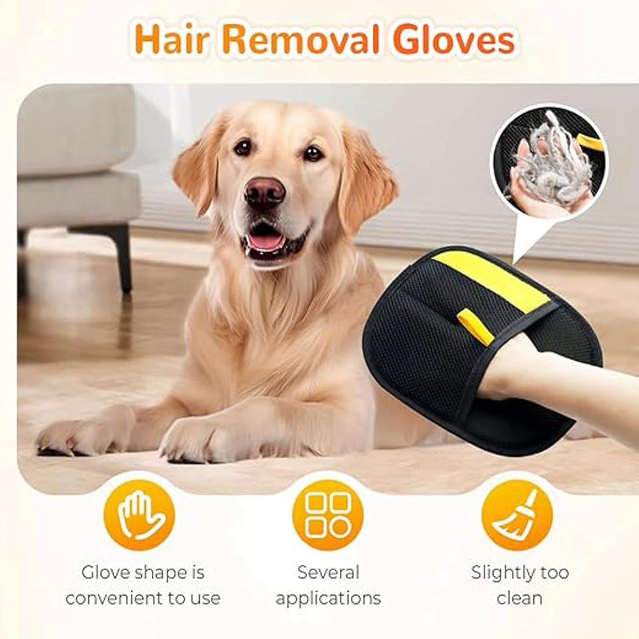 Yomi Pet Hair Remover Glove, Reusable Electrostatic Pet Hair Removal Gloves, For Couch, Furniture, Carpet, Car Seat, Upgraded Animal Fur Removal Tool (1PC)