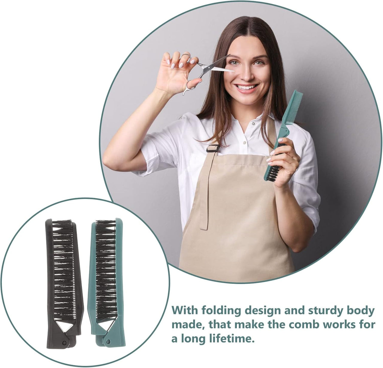 2Pcs Small Double Folding Hair Brush： Hair Styling Salon Brush Comb Folding Comb Double Use Comb for Curly And Straight Hair