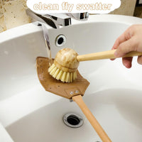 Thumbnail for Leather Fly Swatter with Long Wooden Handle, Durable Fly Catcher for Indoor & Outdoor Use, Manual Insect Swatter for Wasps, Horseflies, and Spiders with Hanging Rope (2, Brown)