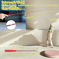 Thumbnail for Huidcom Cat Feather Toy Retractable Cat Toys Wand with 2 Wands & 9 Assorted Teaser Refills Interactive Feather Teaser Wand Toy with Bell for Kitten Or Cat Having Fun Exerciser Playing