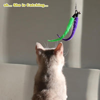 Thumbnail for Huidcom Cat Feather Toy Retractable Cat Toys Wand with 2 Wands & 9 Assorted Teaser Refills Interactive Feather Teaser Wand Toy with Bell for Kitten Or Cat Having Fun Exerciser Playing