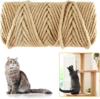Thumbnail for 50M Sisal Rope for Cat Scratchers, Cat Scratching Sisal Rope 6mm Natural Jute Hemp Rope, Ideal for Replace Scratching Post, Repair Cat Tree, DIY Projects