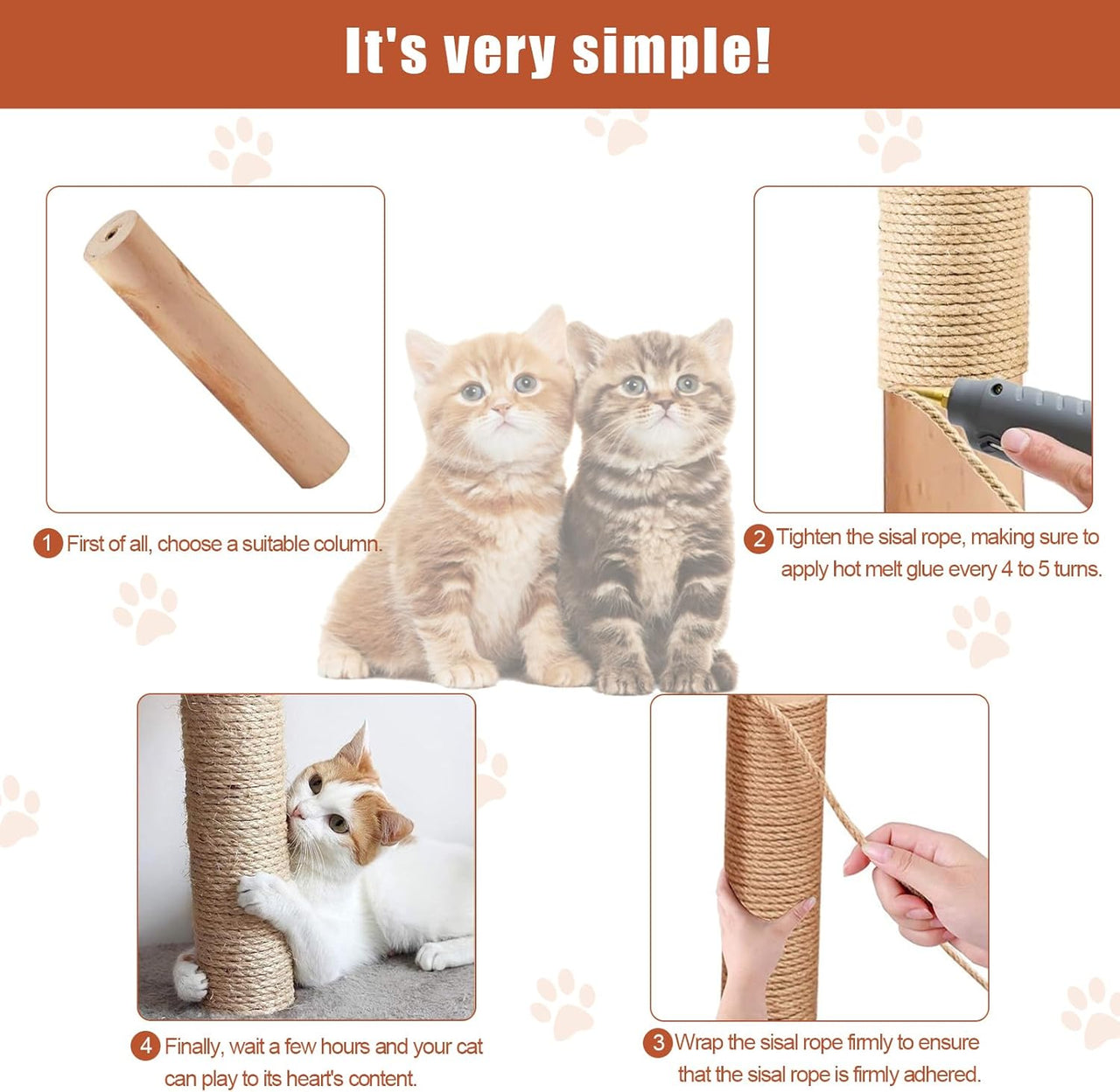 50M Sisal Rope for Cat Scratchers, Cat Scratching Sisal Rope 6mm Natural Jute Hemp Rope, Ideal for Replace Scratching Post, Repair Cat Tree, DIY Projects