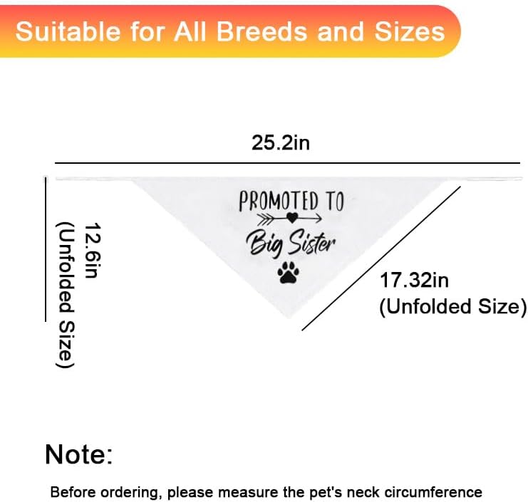 Promoted to Be Big Sister Dog Bandana Baby Announcement Pet Bandanas for Dogs Scarf for Small Medium Large Dogs Baby Gender Reveal Photo Prop Pet Scarf