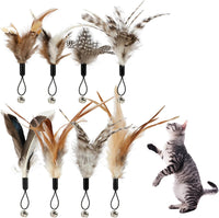 Thumbnail for 8 Pcs Cat Feather Toys with Bells, Feather Teaser Cat Toy, Replacement Feather Refills with Bells, Exerciser Playing Toy for Kitten or cat