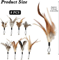 Thumbnail for 8 Pcs Cat Feather Toys with Bells, Feather Teaser Cat Toy, Replacement Feather Refills with Bells, Exerciser Playing Toy for Kitten or cat