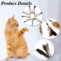 Thumbnail for 8 Pcs Cat Feather Toys with Bells, Feather Teaser Cat Toy, Replacement Feather Refills with Bells, Exerciser Playing Toy for Kitten or cat