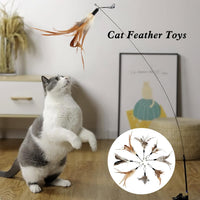 Thumbnail for 8 Pcs Cat Feather Toys with Bells, Feather Teaser Cat Toy, Replacement Feather Refills with Bells, Exerciser Playing Toy for Kitten or cat