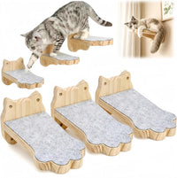 Thumbnail for 3 Pack Wood Cat Wall Steps, Mounted Cats Shelves with Non Slip Felt Mat, Floating Kittens Furniture Shelf, Perches Tree for Adult Climbing, Jumping, Lounging, Holds up 30lbs