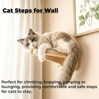 Thumbnail for 3 Pack Wood Cat Wall Steps, Mounted Cats Shelves with Non Slip Felt Mat, Floating Kittens Furniture Shelf, Perches Tree for Adult Climbing, Jumping, Lounging, Holds up 30lbs