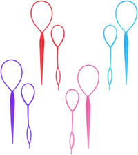 Thumbnail for Hair braiding tool - horse tail holder - hair braiding tool - 8-piece hair braiding tool Topsy Tail Loop French braid loop tool set - 4 colours