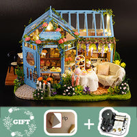 Thumbnail for Dollhouse Miniature with Furniture Kit Plus Dust Proof and Music Movement - Rosa Garden Tea