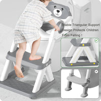 Thumbnail for Potty Training Seat Ladder, Kids Boys Girls, Grey
