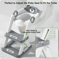 Thumbnail for Potty Training Seat Ladder, Kids Boys Girls, Grey