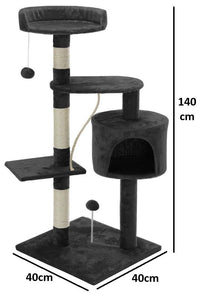 Thumbnail for CARLA HOME 140cm Cat Tree for Indoor Cats with Plush Perch, Sisal Scratching Posts & Condo for Kittens & Adult Cats (Dark Grey)