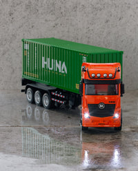 Thumbnail for 1:18 Scale 9-Channel Alloy Remote Control Container Truck with Lights & Sound for Indoor Play