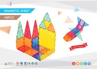 Thumbnail for 48 Pcs non-toxic STEM Educational, Durable Magnetic Tiles/Puzzle with Storage Bag