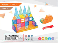 Thumbnail for 78 Pcs non-toxic STEM Educational, Durable Magnetic Tiles/Puzzle with Storage Bag