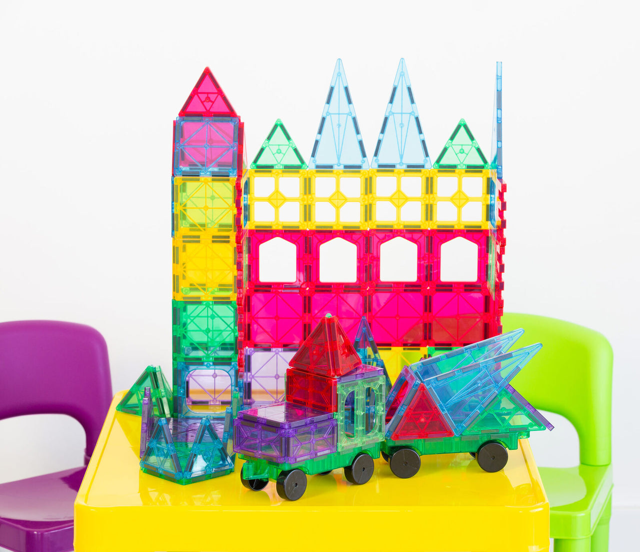 120 Pcs non-toxic STEM Educational, Durable Magnetic Tiles/Puzzle with Storage Bag