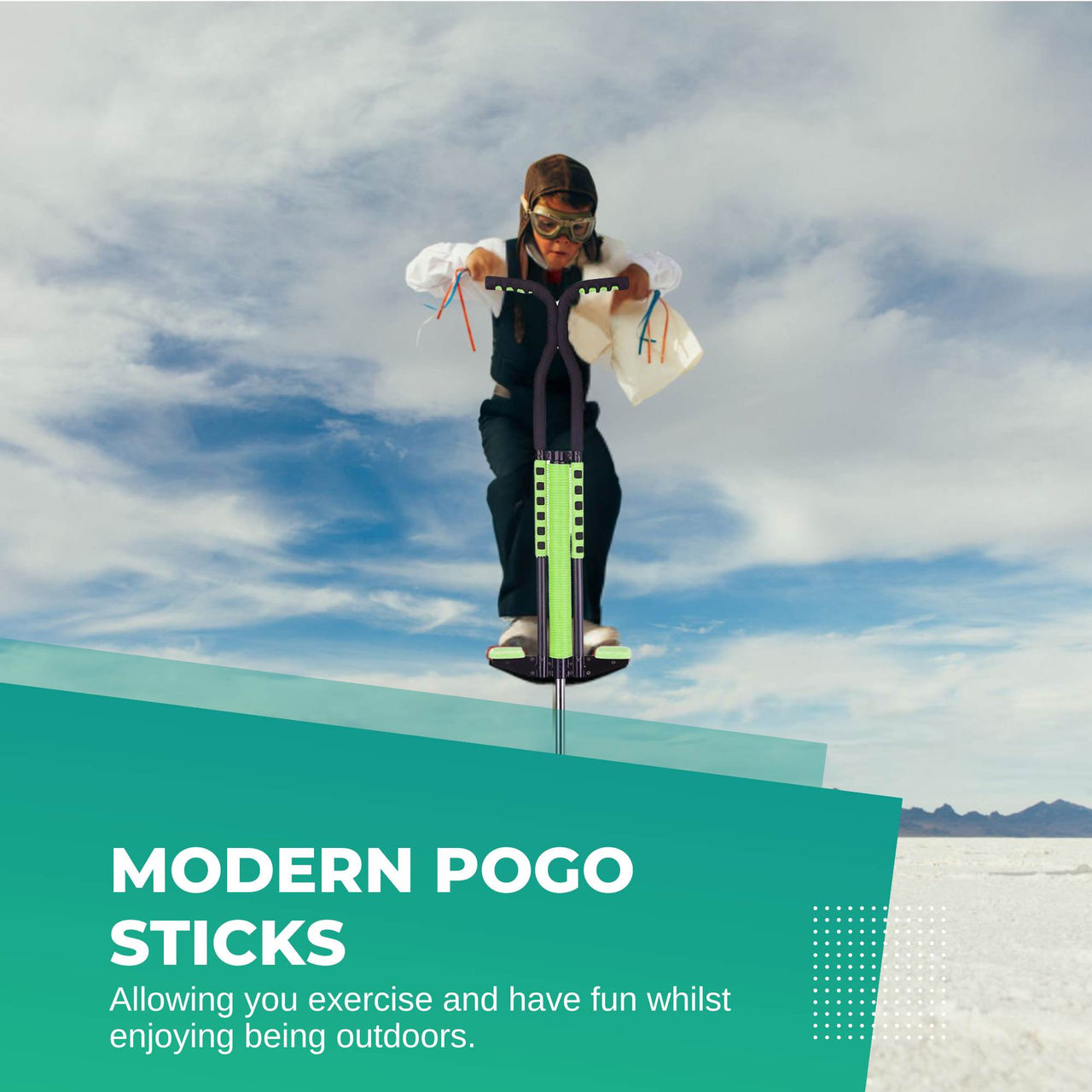 Social Hike Green Pogo Stick - Kids Jumping Jackhammer Exercise Hopper