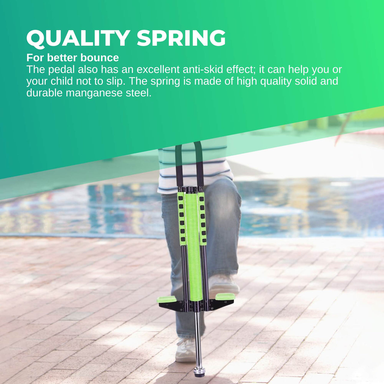 Social Hike Green Pogo Stick - Kids Jumping Jackhammer Exercise Hopper