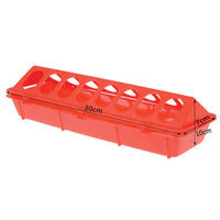 Thumbnail for 30cm Long Poultry Feeder Feeding Trough Chicken Chick Red Plastic Flip Top Container