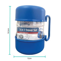 Thumbnail for 3 In 1 Pet Travel Food Water Bowl Set Dog Cat Portable Feeding Carry Container