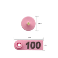 Thumbnail for 1-100 Cattle Number Ear Tag 5x2cm Set - Mini Pink Cow Sheep Pig Livestock Label