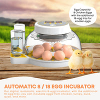 Thumbnail for Automatic 8 / 18 Egg Incubator - Electrical Turning Chicken Quail Duck Hatching