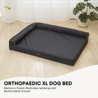 Thumbnail for Orthopaedic Dog Bed XL Grey - Memory Foam Mattress Waterproof Removable Cover