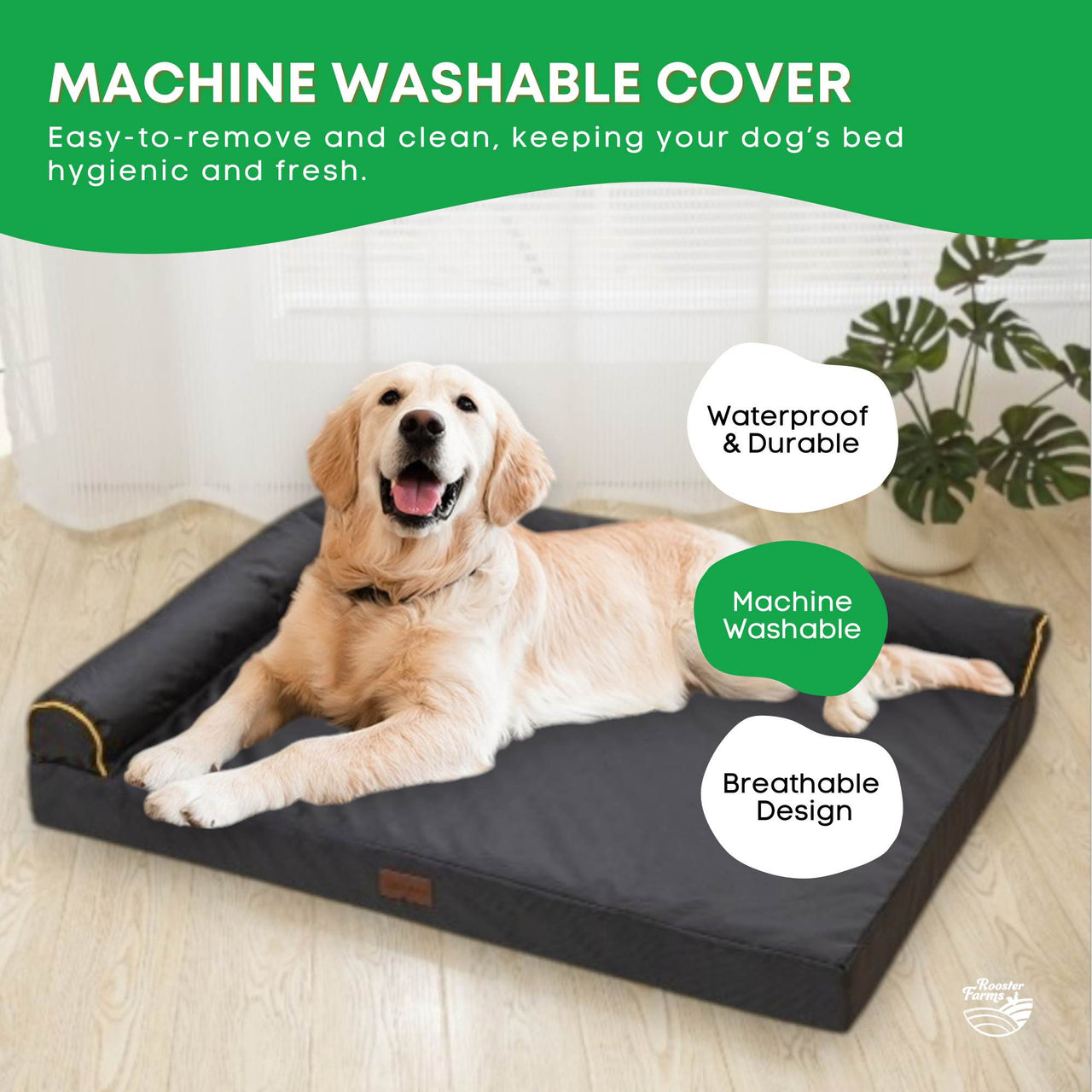 Orthopaedic Dog Bed XL Grey - Memory Foam Mattress Waterproof Removable Cover