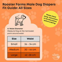 Thumbnail for Rooster Farms Male Dog Diapers Large 3Pk - Washable Reusable Nappies Hook/Loop