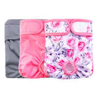 Thumbnail for Rooster Farms Female Dog Diapers Small 3Pk - Washable Reusable Nappies Hook/Loop