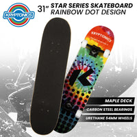Thumbnail for Kryptonics 31-inch Star Series Complete Skateboard Rainbow Dot
