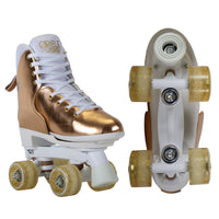 Thumbnail for Circle Society Adjustable Quad Kids Roller Skates In Metallic Rose Gold
