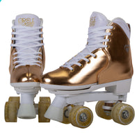Thumbnail for Circle Society Adjustable Quad Kids Roller Skates In Metallic Rose Gold