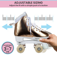 Thumbnail for Circle Society Adjustable Quad Kids Roller Skates In Metallic Rose Gold
