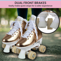 Thumbnail for Circle Society Adjustable Quad Kids Roller Skates In Metallic Rose Gold
