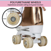 Thumbnail for Circle Society Adjustable Quad Kids Roller Skates In Metallic Rose Gold