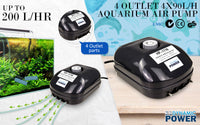 Thumbnail for Aquarium Air Pump Oxygen Hydroponic 4 Outlet 360L/H 13W