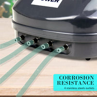Thumbnail for Aquarium Air Pump Oxygen Hydroponic 4 Outlet 360L/H 13W