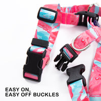 Thumbnail for Dog Double-Lined Straps Harness Adjustable M MARBLE PINK