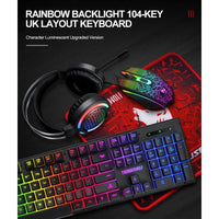 Thumbnail for T-Wolf TF400 4-pcs Rainbow Keyboard/Mouse/Headphone/Mouse Pad Kit Set